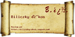 Biliczky Ákos névjegykártya